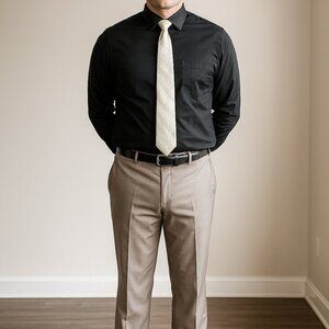 STACY ADAMS Men 100% Silk Hand Made Green Orange Geometric Diamond Necktie 57"